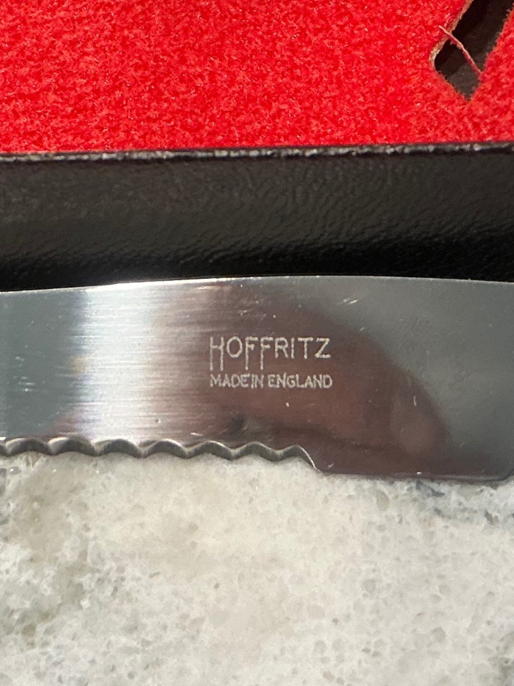 2 Vintage Boxes Hoffritz set of 6 wooden handle serrated steak knives 12 total - Picture 2 of 5